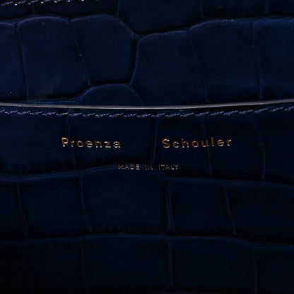 Proenza Schouler Calfskin Crocodile Embossed Small Pipe Bag Blue 6 of 9
