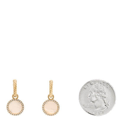 David Yurman 18K Yellow Gold Diamond Mother of Pearl Petite Elements Drop Earrings 2 of 5