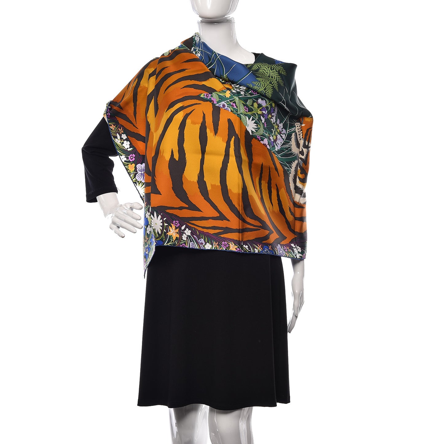 Silk Tyger Tyger Scarf 90 Bleu Vert Roux