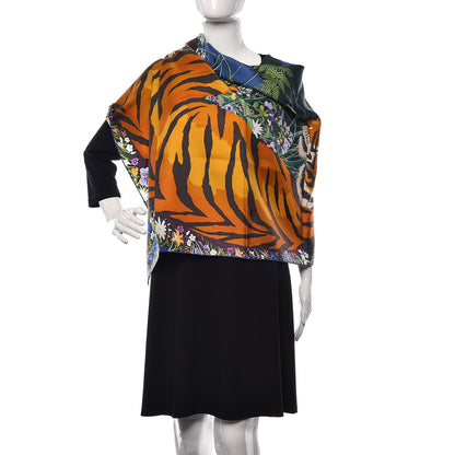 Hermes Silk Tyger Tyger Scarf 90 Bleu Vert Roux 2 of 4