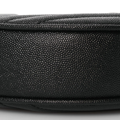 Saint Laurent Grain De Poudre Matelasse Chevron Quilted Round Vinyle Camera Bag Black 8 of 11
