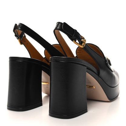 Gucci Quentin Granada Kid Horsebit Slingbacks Pumps 37 Black 4 of 9