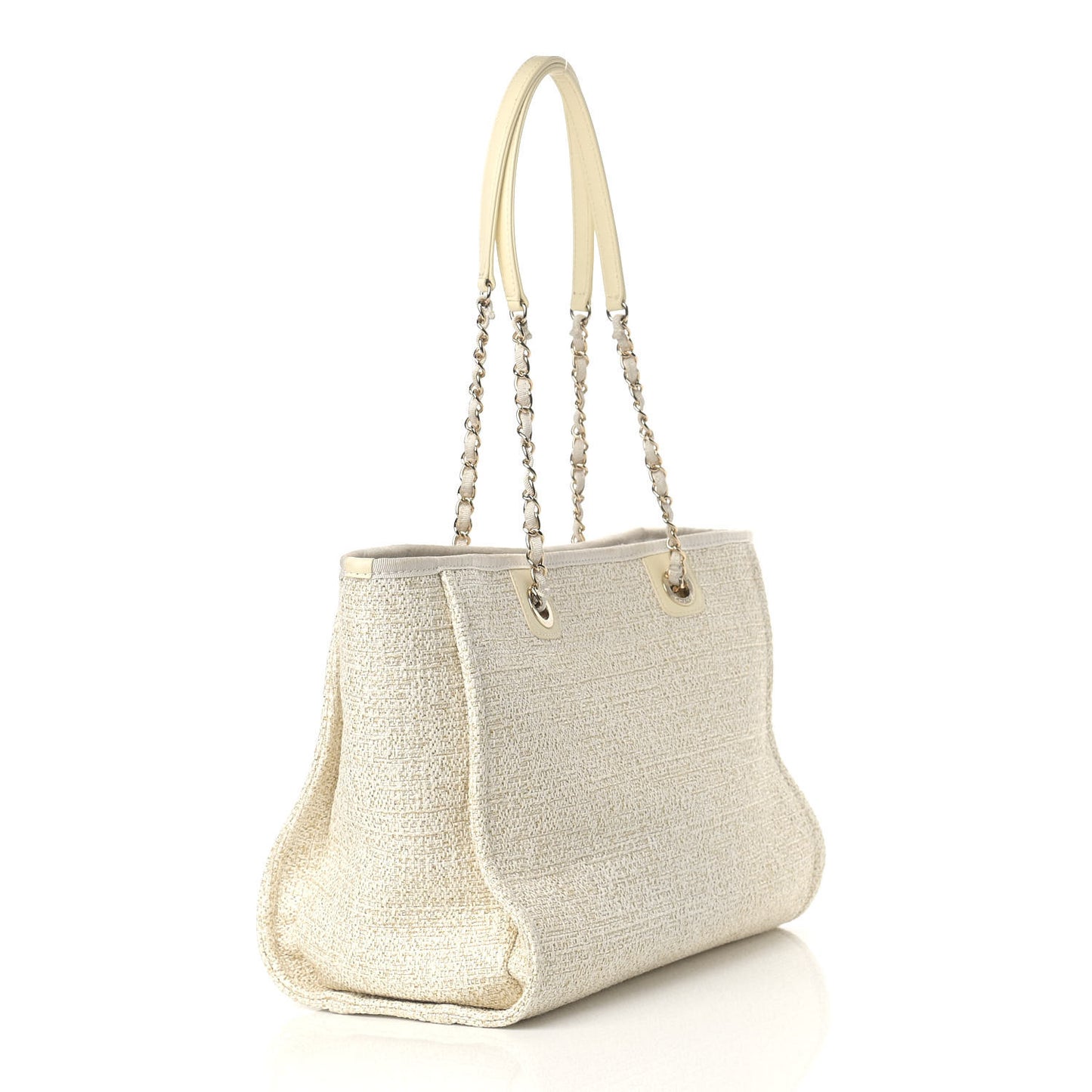 Lurex Boucle Small Deauville Tote White