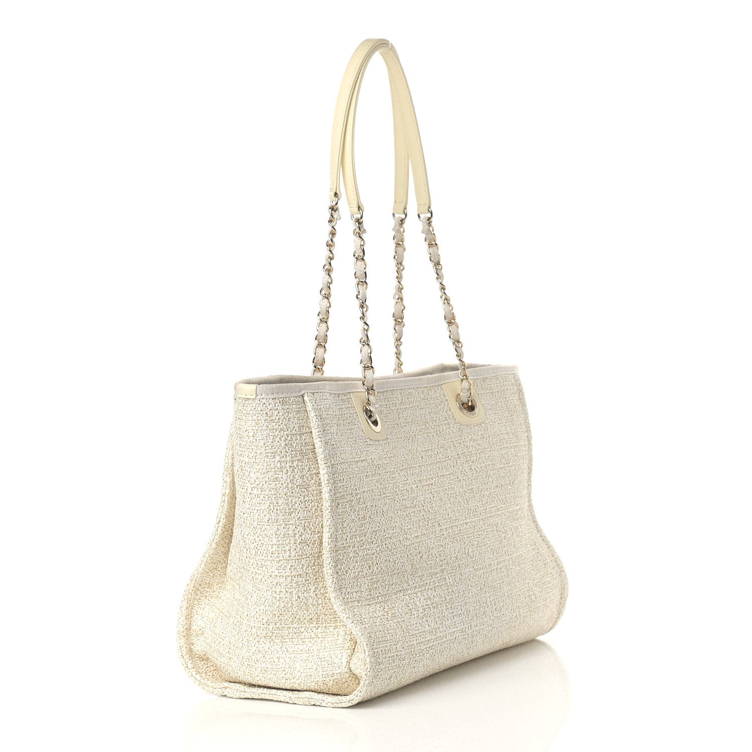 Chanel Lurex Boucle Small Deauville Tote White 3 of 10