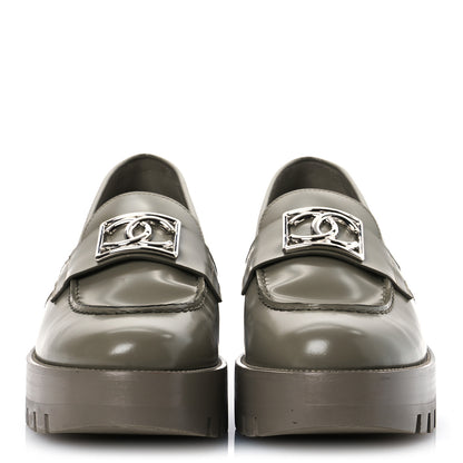 Chanel Calfskin Metal CC Loafers 40 Khaki 3 of 15