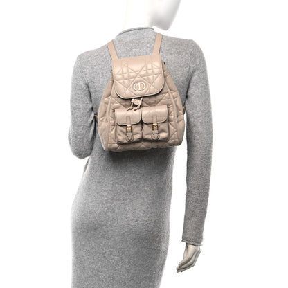 Christian Dior Lambskin Macrocannage Medium Caro Backpack Beige 2 of 10