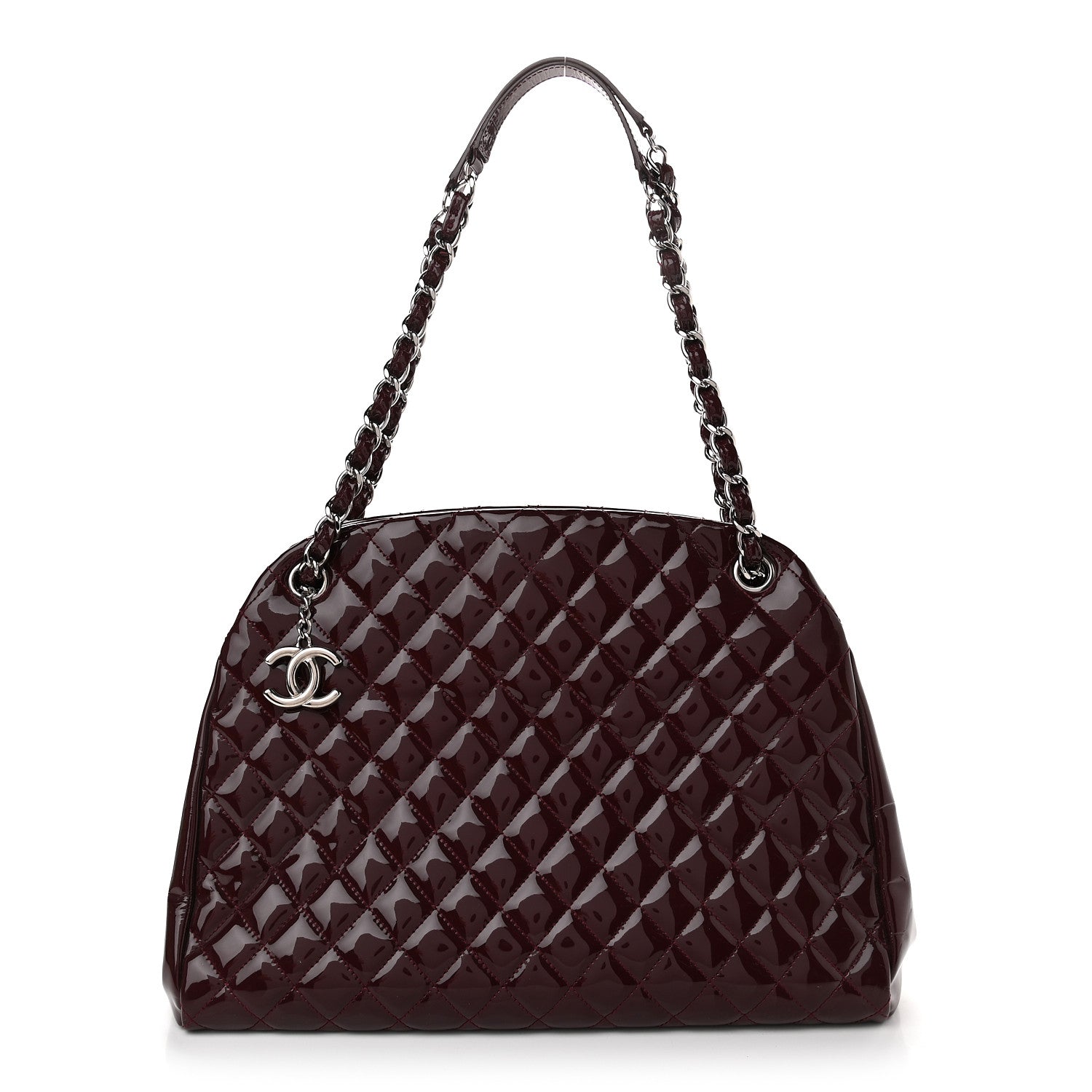 Chanel Patent Quilted Large Just Mademoiselle Bowling Bag Plum 1 of 9