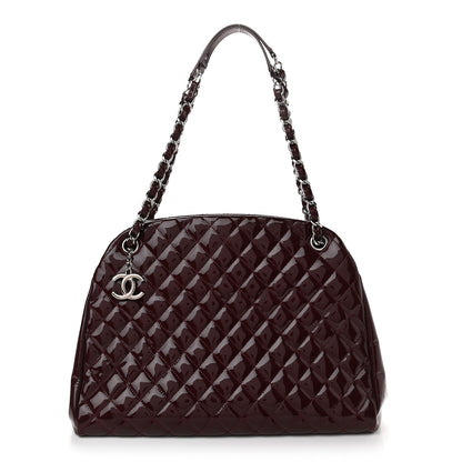 Chanel Patent Quilted Large Just Mademoiselle Bowling Bag Plum 1 of 9