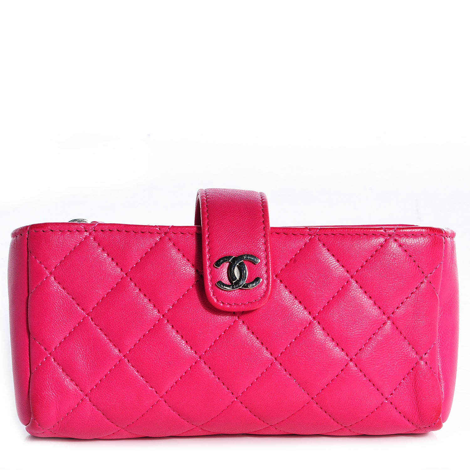 Chanel Lambskin Quilted Mini Phone Holder Clutch Dark Pink 1 of 8