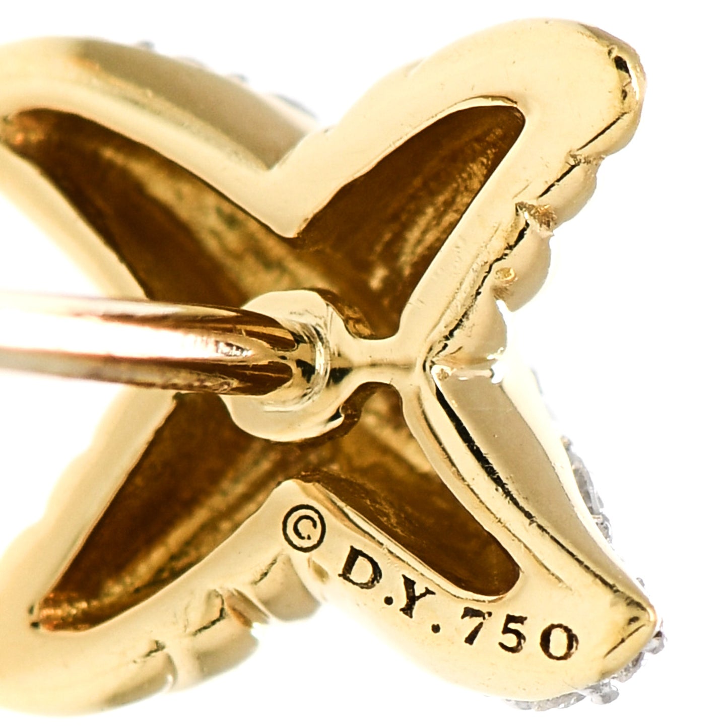 18K Yellow Gold Diamond Pave X Earrings