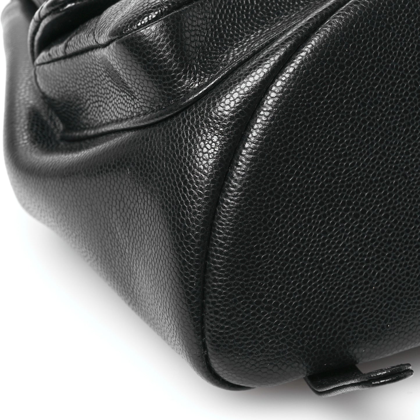 Shiny Caviar Quilted Medium Duma Pockets Drawstring Backpack Black