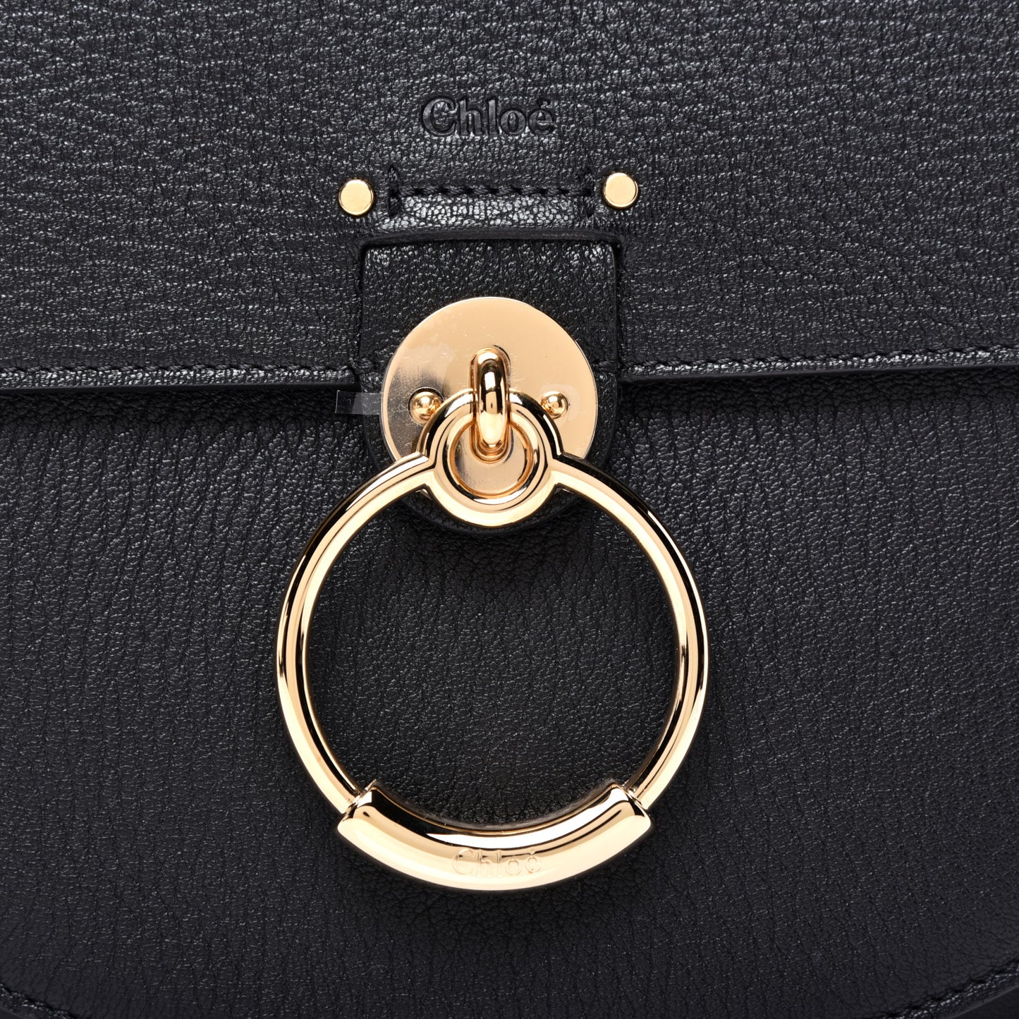 Grained Calfskin Large Tess Bag Black