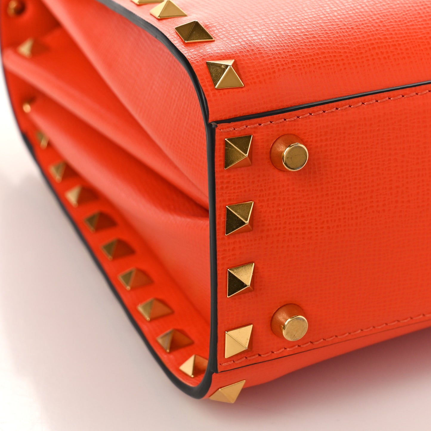 Grainy Calfskin Small Rockstud Alcove Top-Handle Flap Bag Orange