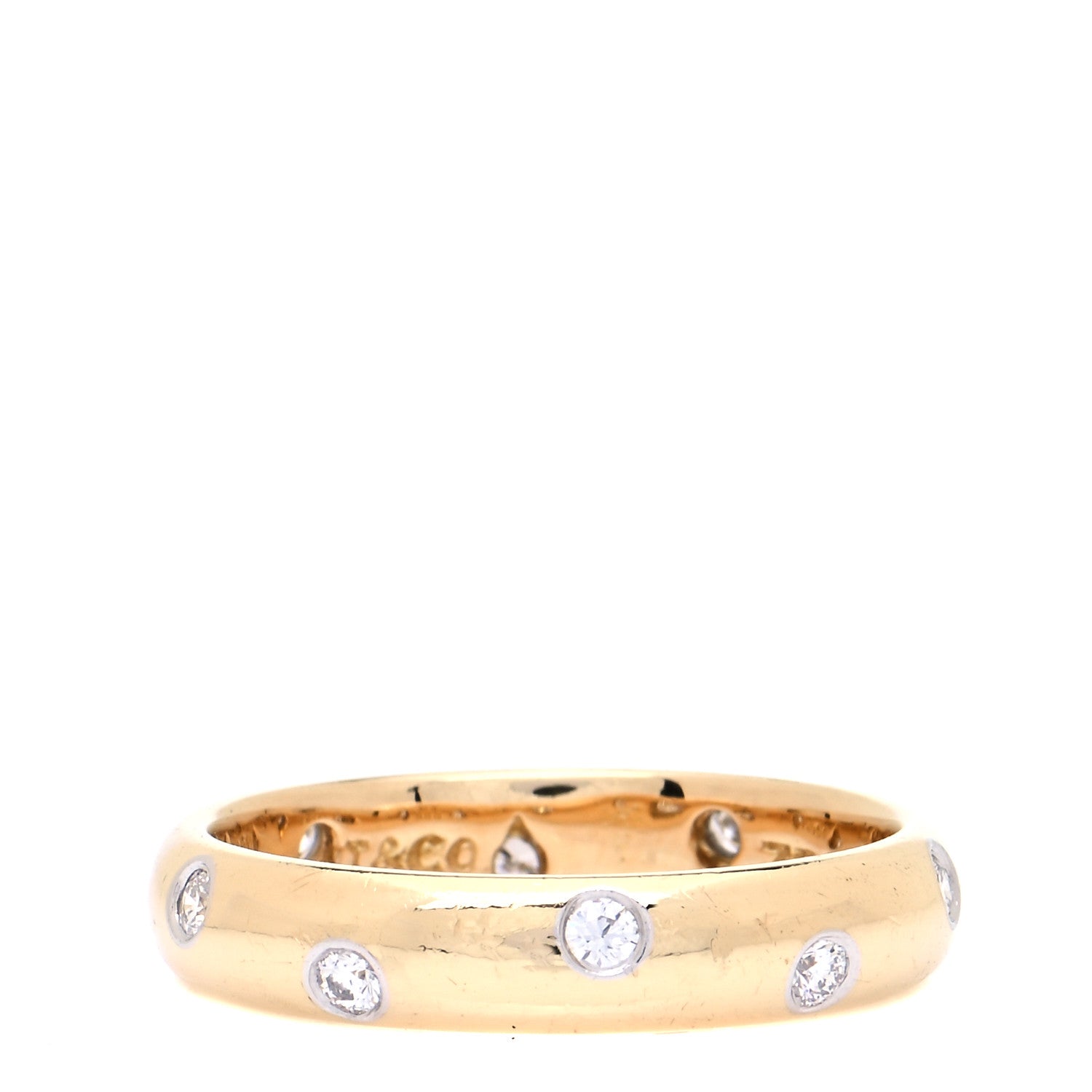 Tiffany 18K Yellow Gold Platinum Diamond 4mm Etoile Band Ring 53 6.5 3 of 7
