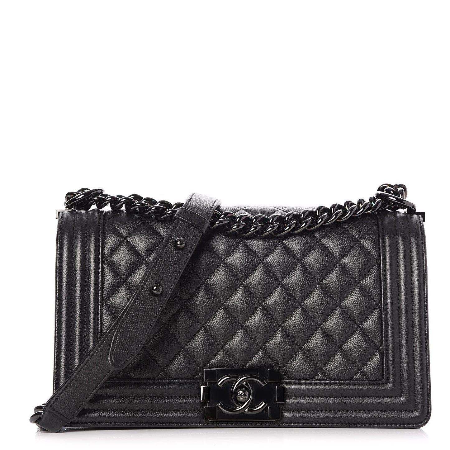 Caviar Quilted Medium Boy Flap So Black