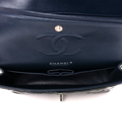 Chanel Patent Calfskin Quilted Bi-Color Medium Double Flap Navy Blue Black 5 of 11