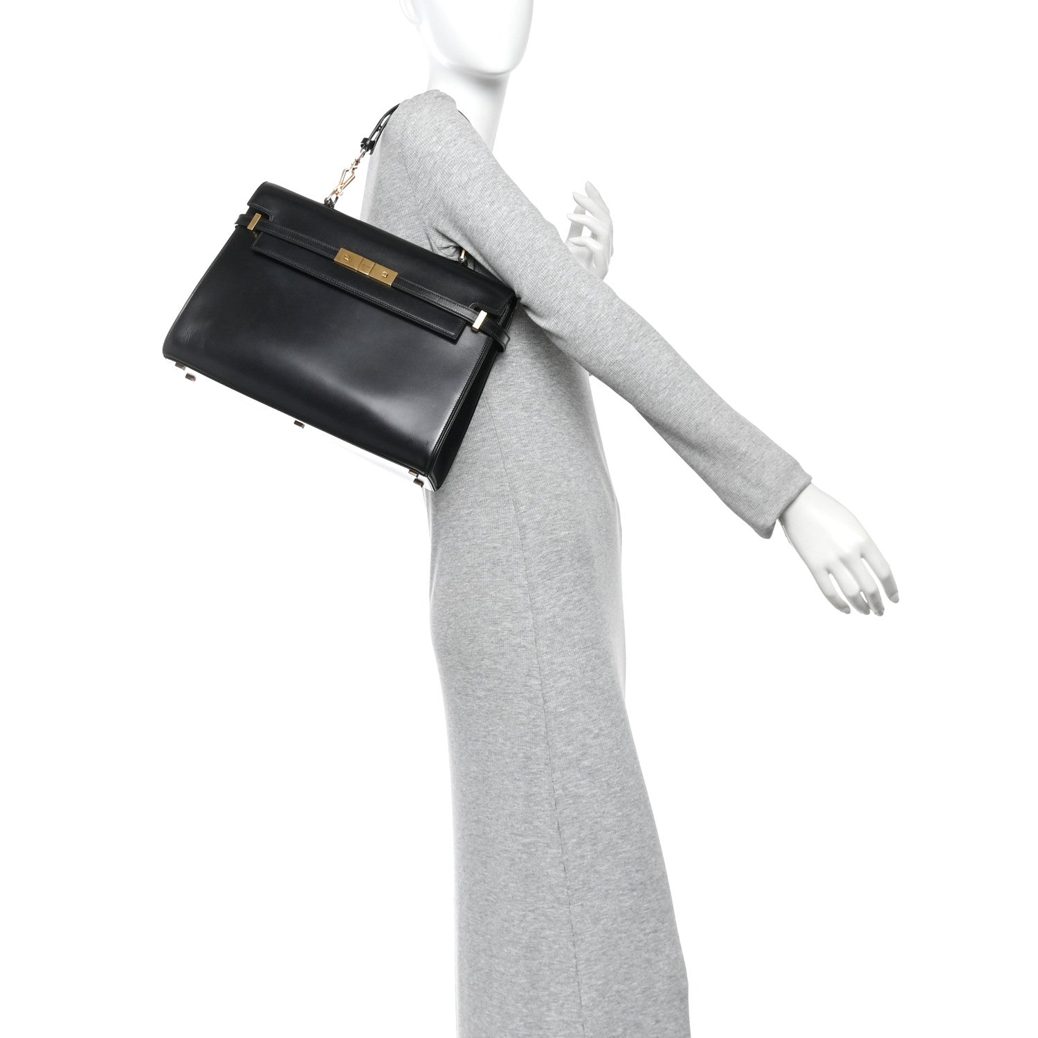 Saint Laurent Smooth Calfskin Manhattan Top Handle Black 2 of 9