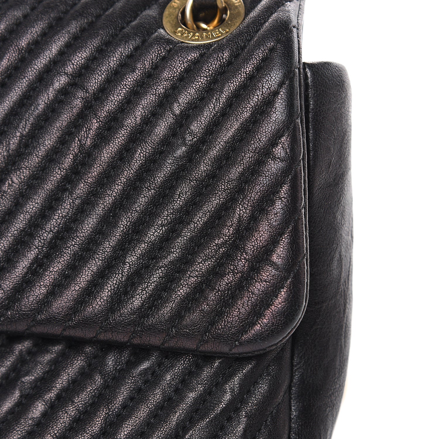Chanel Calfskin Chevron Quilted Medium Surpique Flap Black 13 of 16