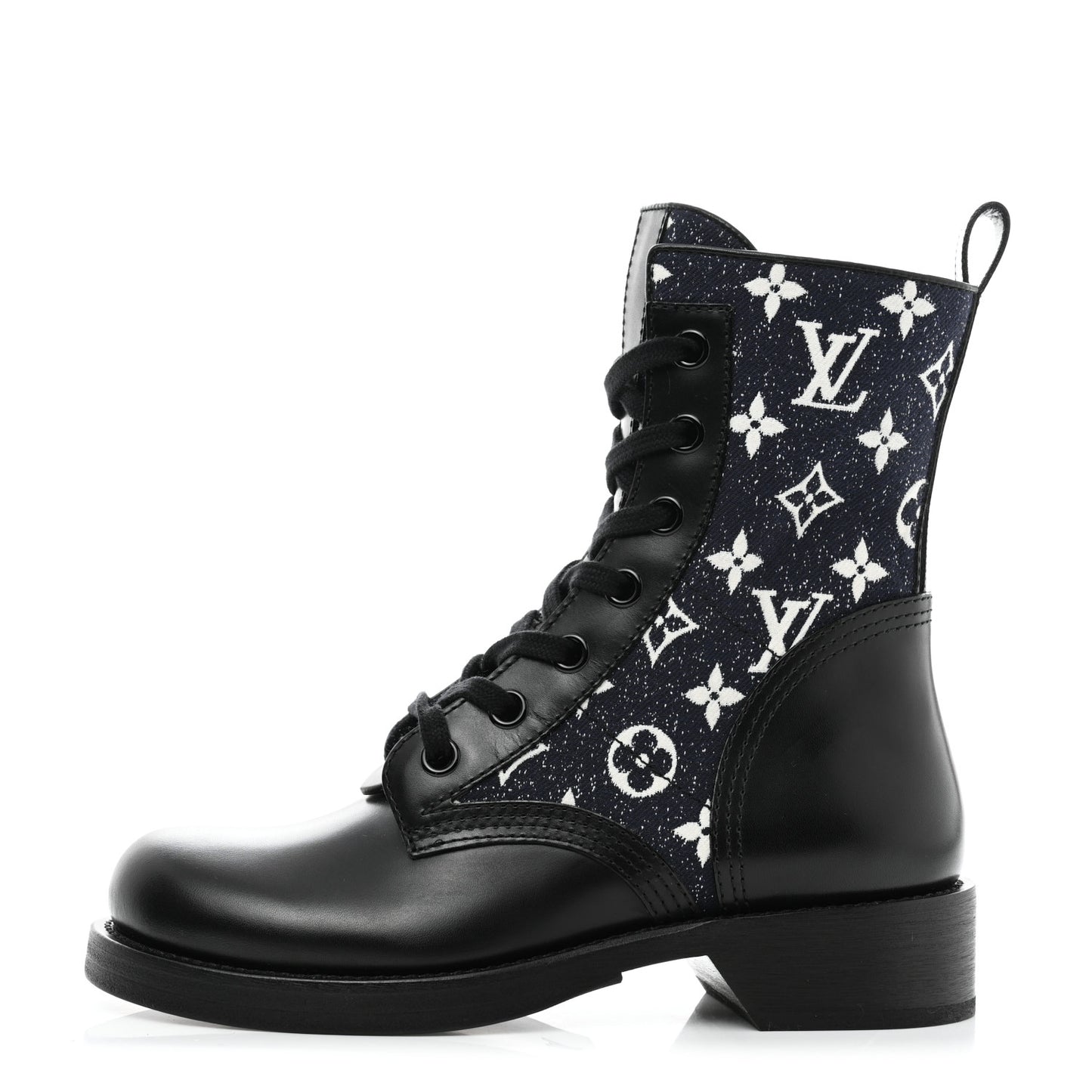 Denim Calfskin Monogram Metropolis Flat Ranger Boot 37 Navy Blue