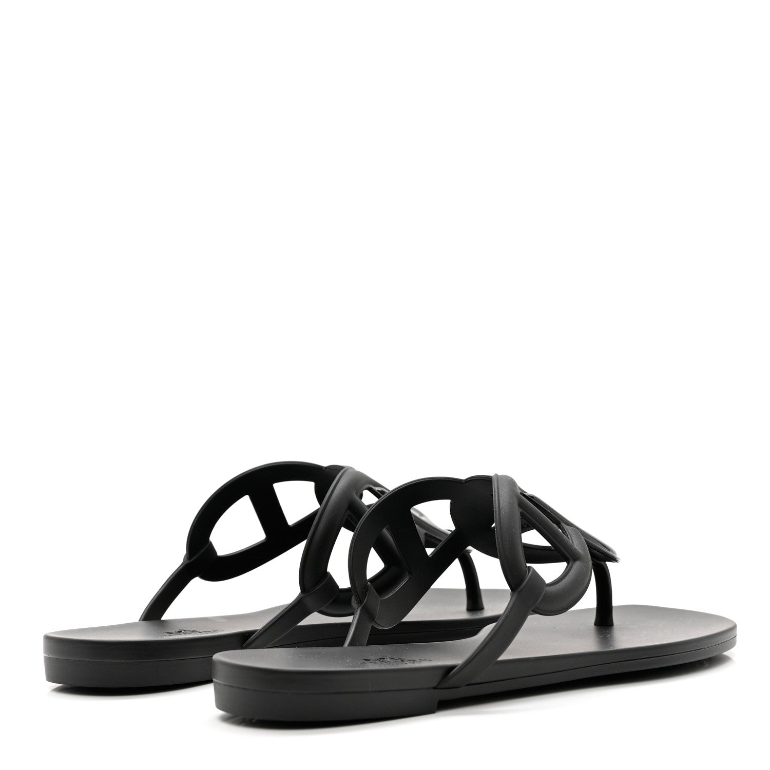 Hermes Rubber Womens Egerie Sandals 38 Black 4 of 8