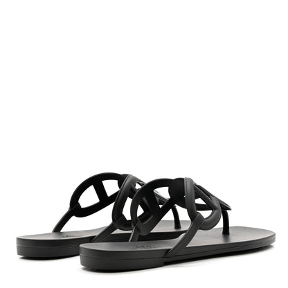 Hermes Rubber Womens Egerie Sandals 38 Black 4 of 8