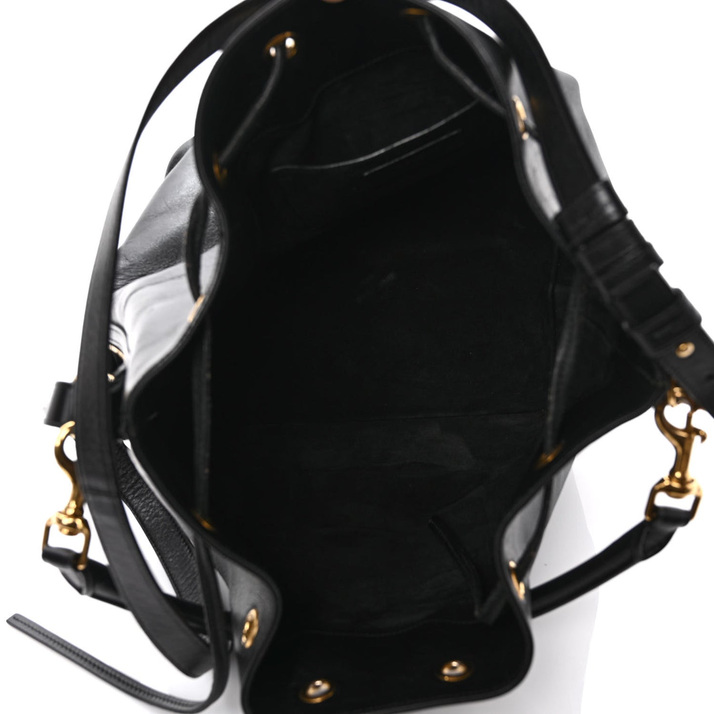 Calfskin Large Emmanuelle Bucket Bag Black