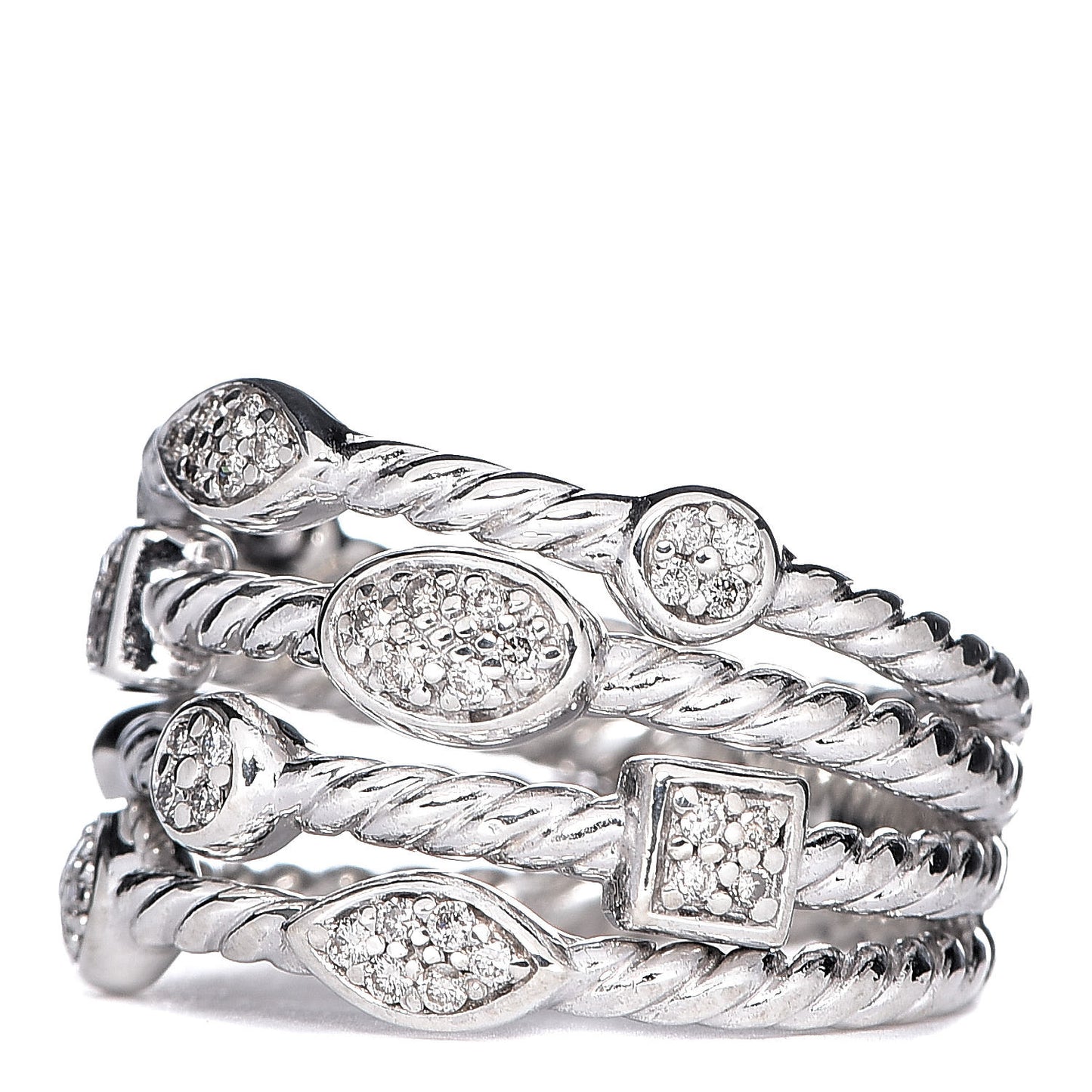 Sterling Silver Diamond Confetti 4 Row Ring 50 5.5