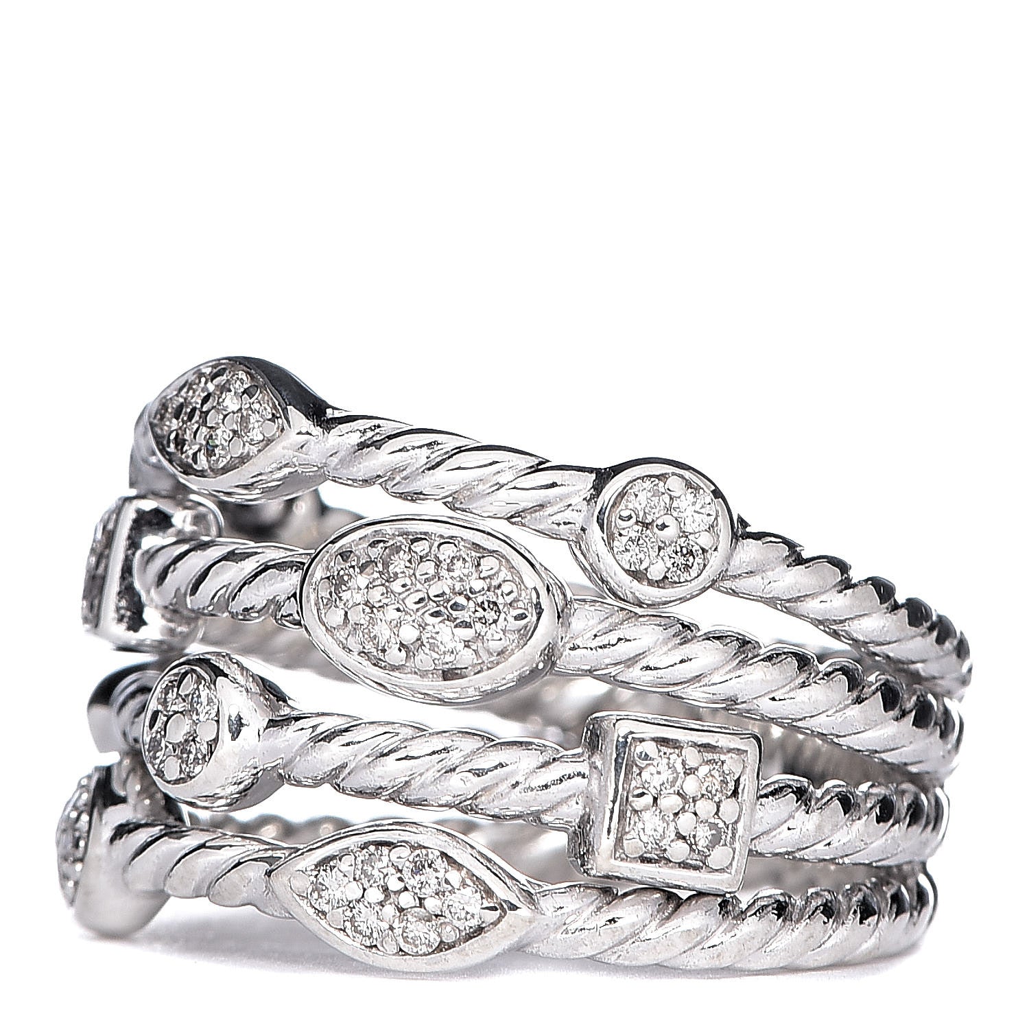 David Yurman Sterling Silver Diamond Confetti 4 Row Ring 50 5.5 3 of 6