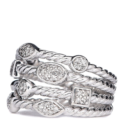 David Yurman Sterling Silver Diamond Confetti 4 Row Ring 50 5.5 3 of 6