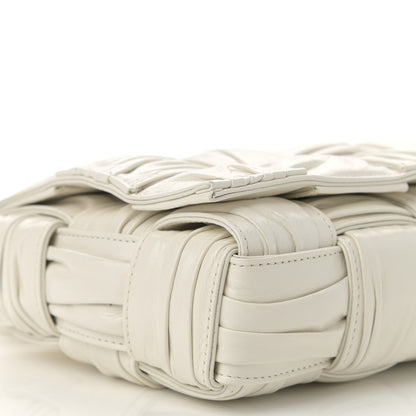 Bottega Veneta Calfskin Intreccio Plisse Cassette Crossbody Bag White 9 of 10