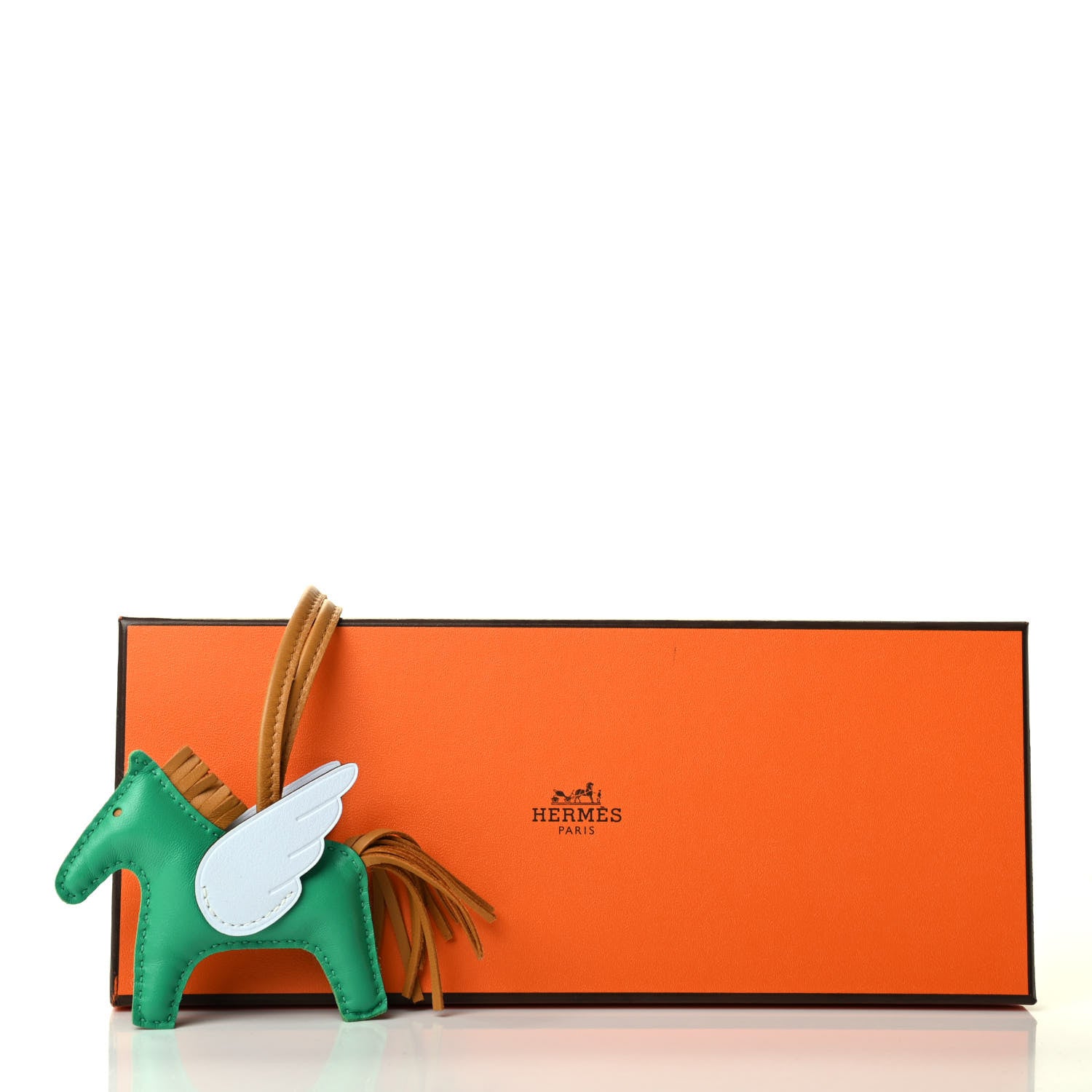 Hermes Milo Lambskin Grigri Rodeo Pegase Horse Bag Charm PM Menthe Sesame Bleu Brume 9 of 9