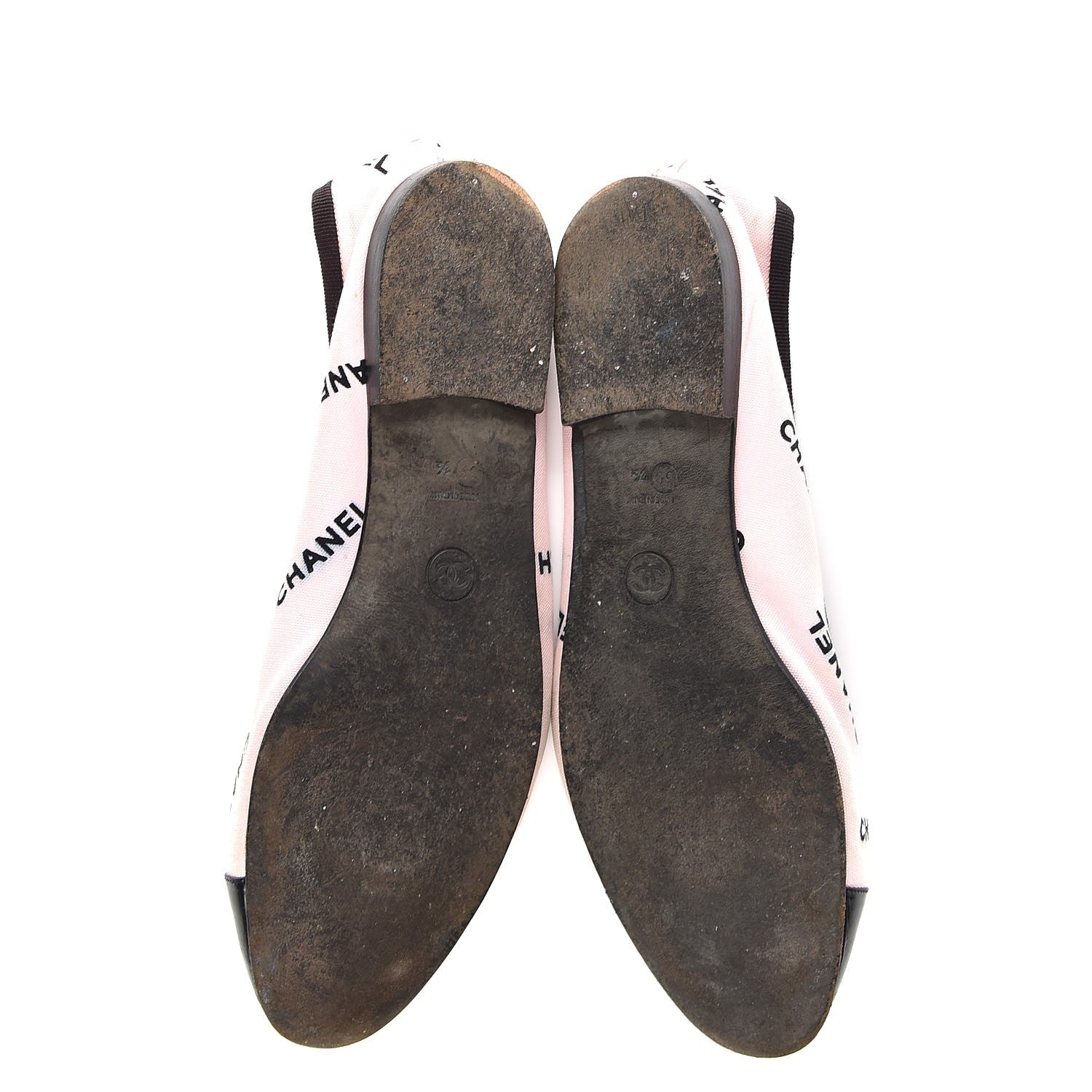 Chanel Printed Canvas Logo Ballet Flats 39.5 Pink Black 7 of 16