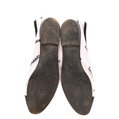 Chanel Printed Canvas Logo Ballet Flats 39.5 Pink Black 7 of 16