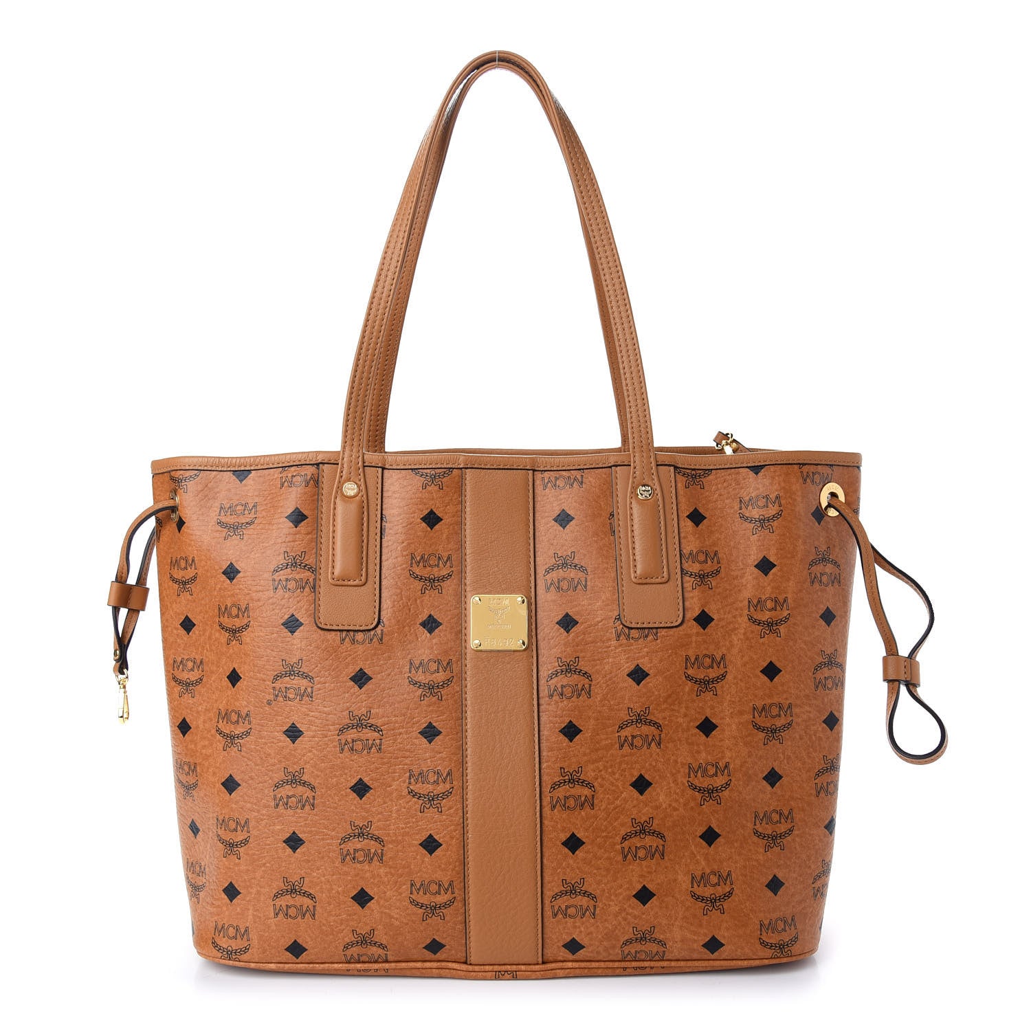 MCM Visetos Medium Liz Reversible Shopper Tote Cognac 3 of 14