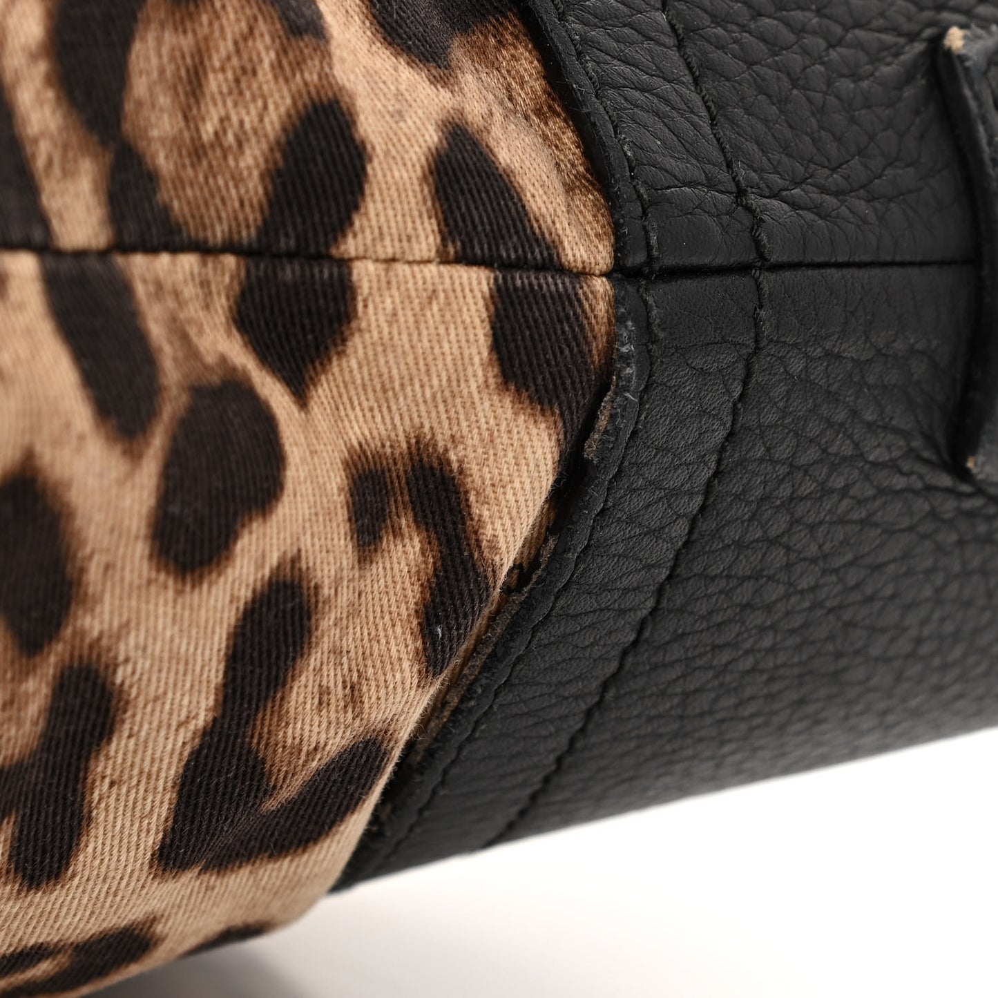 Leopard Print Canvas Calfskin Messenger Bag Black