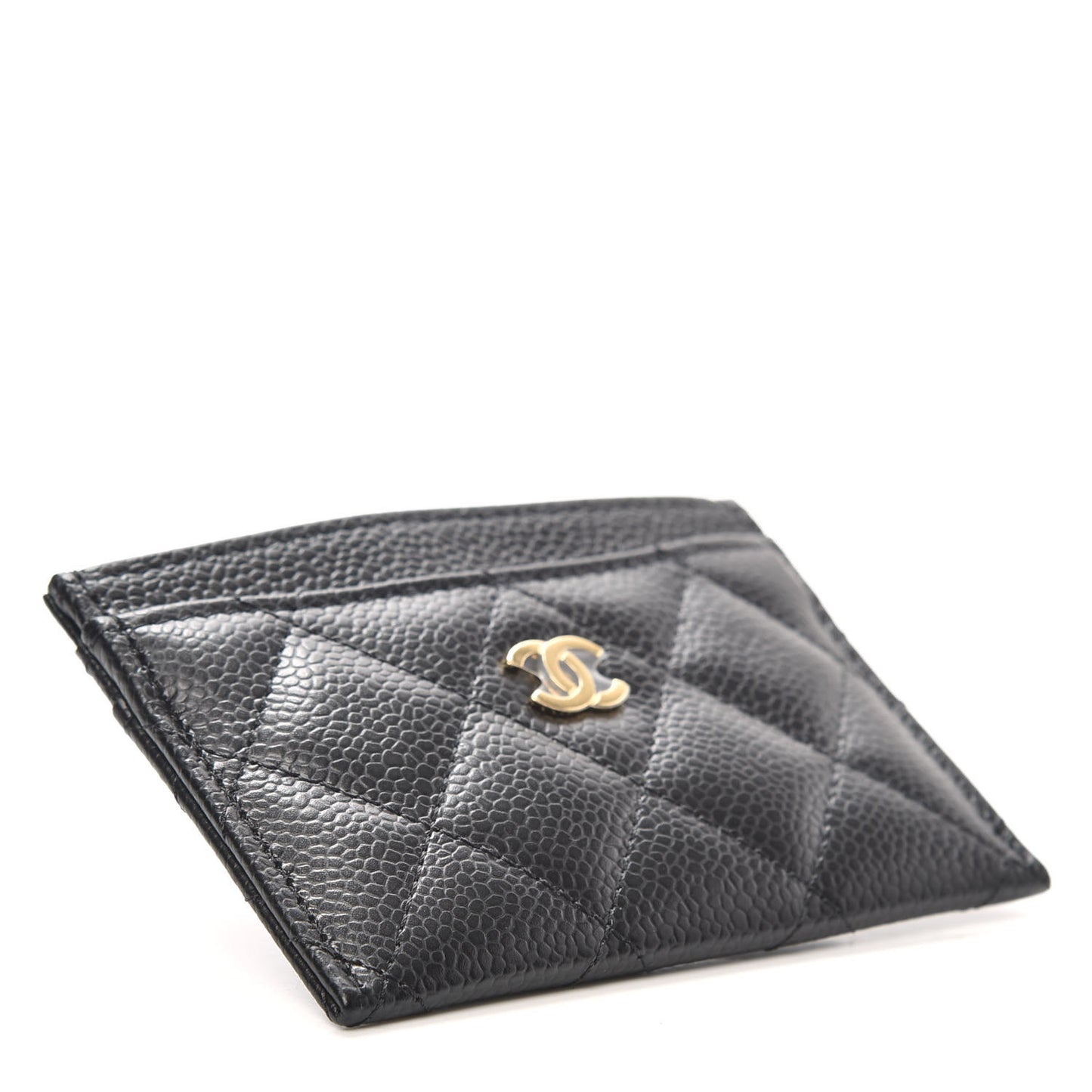 Caviar Quilted Card Holder Black