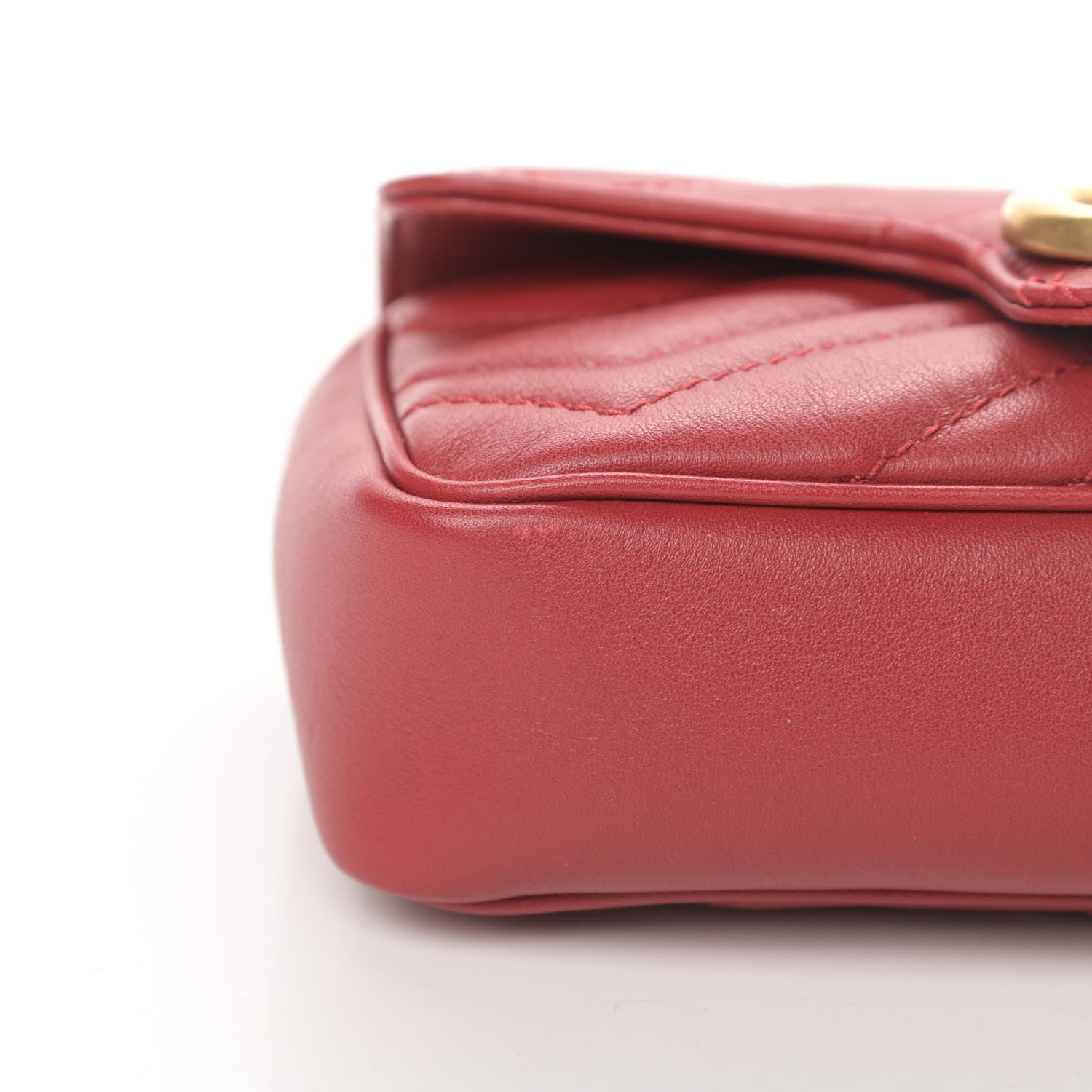 Gucci Calfskin Matelasse Super Mini GG Marmont Shoulder Bag Hibiscus Red 13 of 15