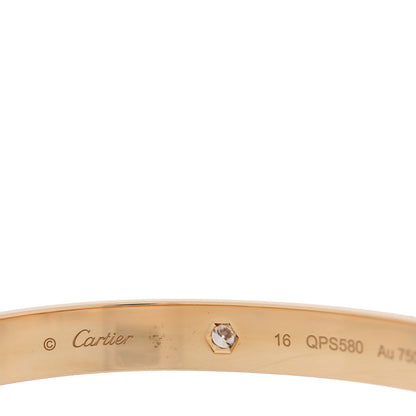 Cartier 18K Yellow Gold 4 Diamond LOVE Bracelet 16 4 of 9