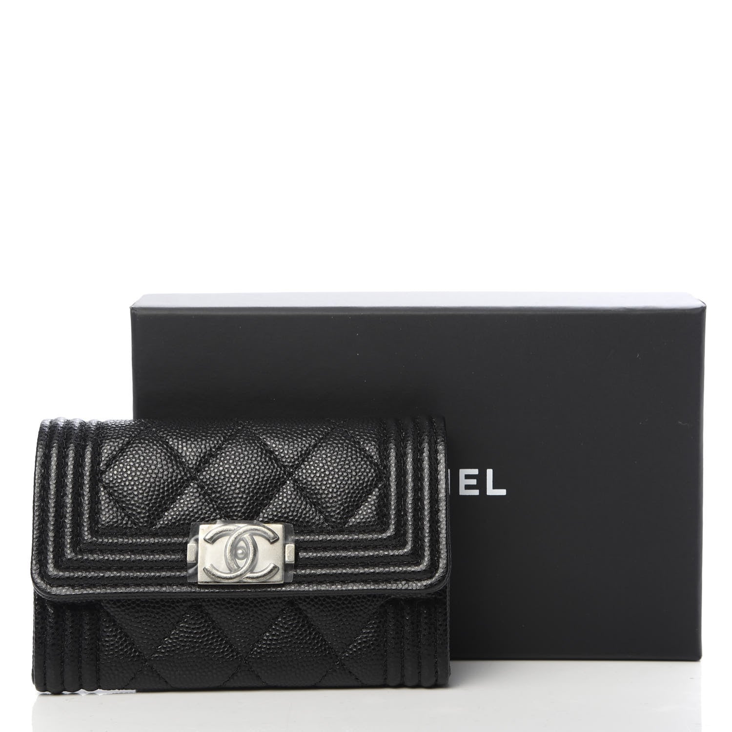 Chanel Caviar Quilted Boy Flap Card Holder Black 9 of 9