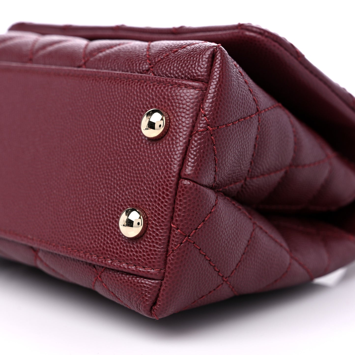 Caviar Quilted Extra Mini Coco Handle Flap Burgundy