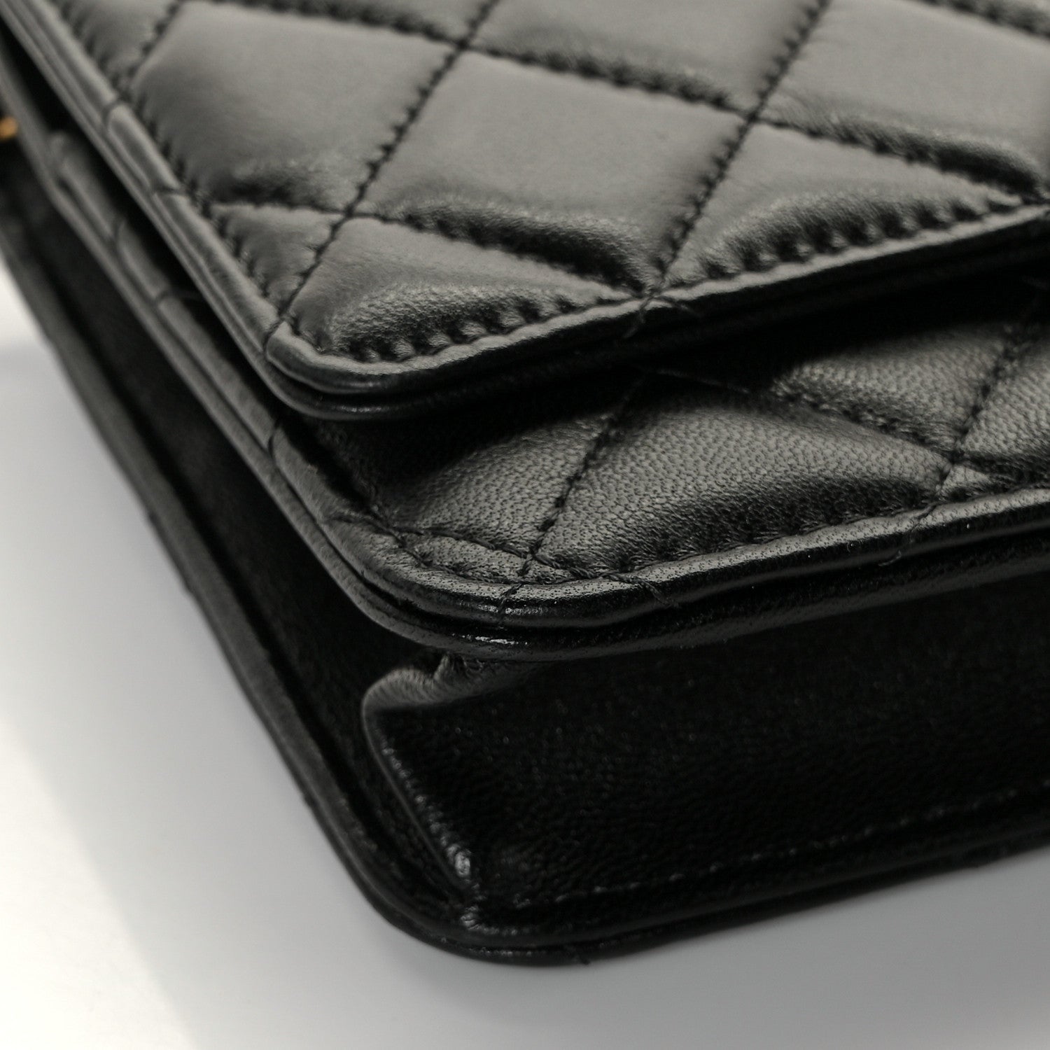 Chanel Lambskin Quilted CC Pearl Crush Wallet on Chain WOC Black 5 of 10