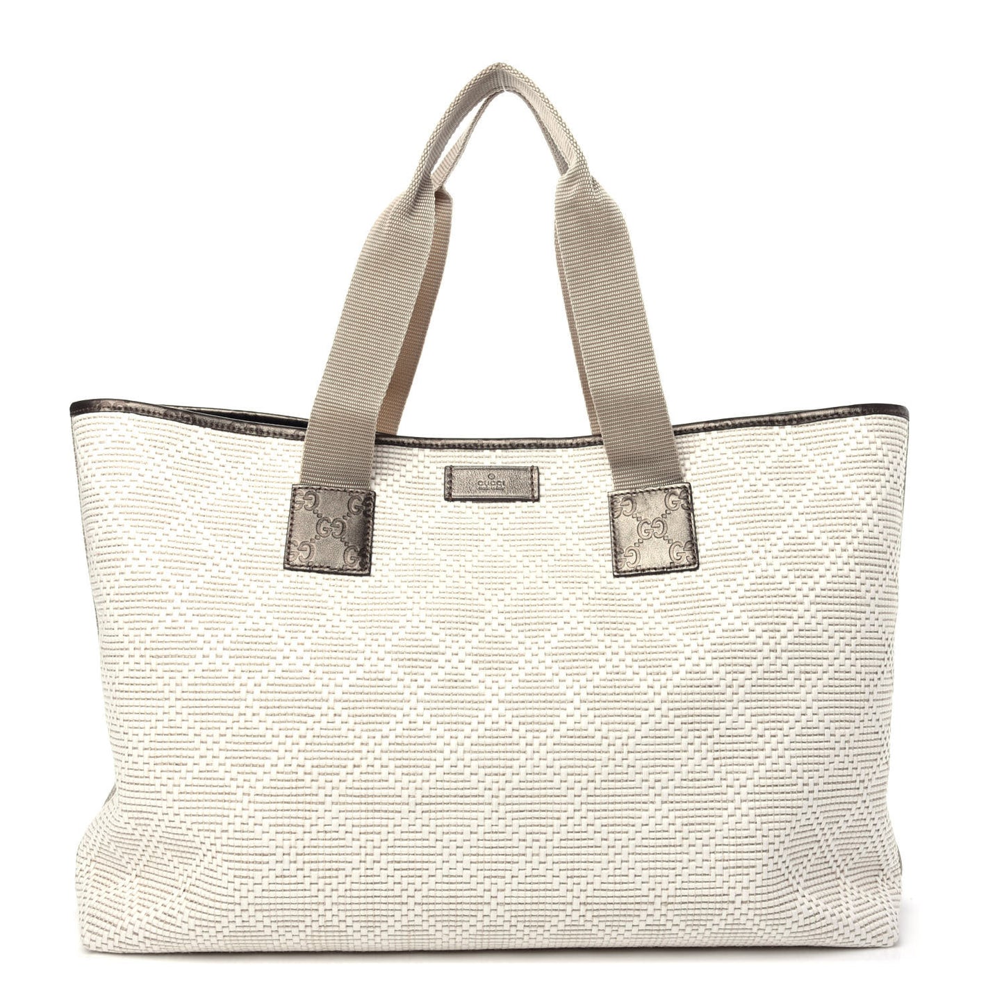 Woven Raffia Diamante Tote White