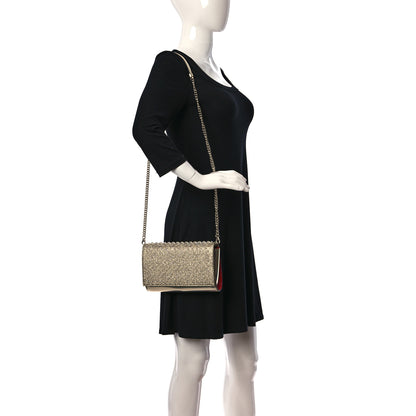 Christian Louboutin Glitter Metallic Patent Calfskin Psychic Spikes Paloma Clutch Gold 2 of 9