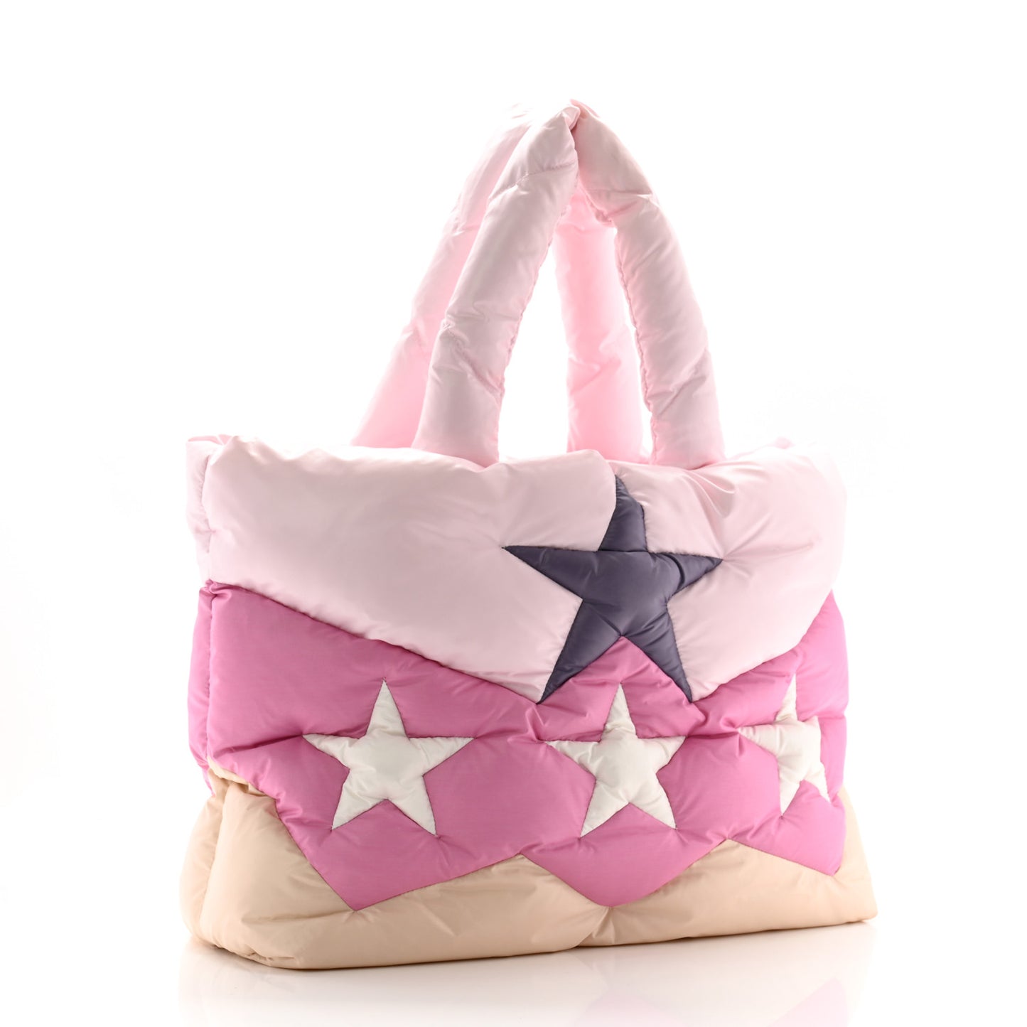 Padded Nylon Quilted Tote Alabaster Primrose