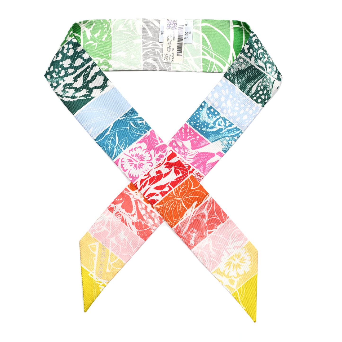 Silk Jungle Love Rainbow Twilly Vert Rose Jaune Fluo