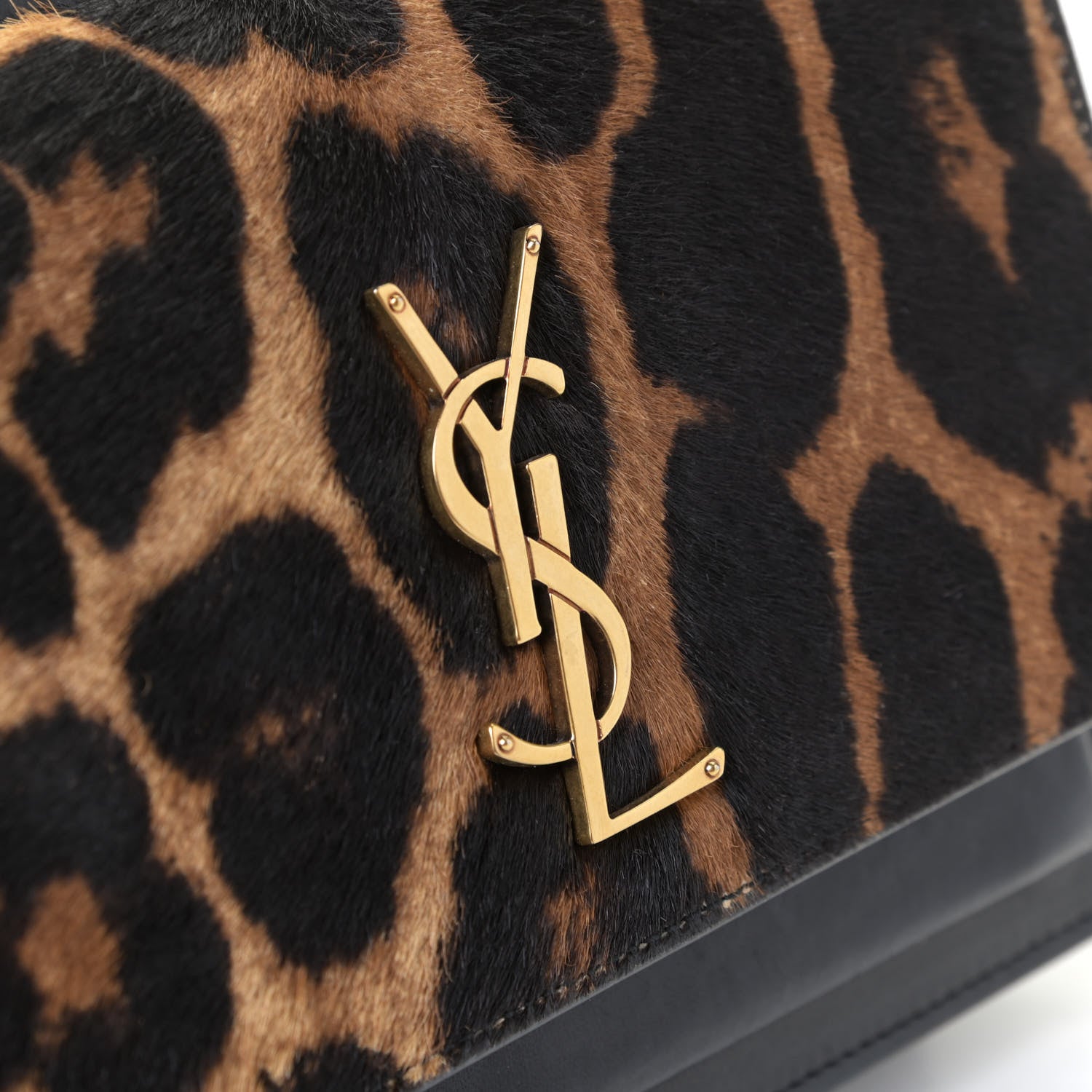 Saint Laurent Pony Hair Monogram Leopard Print Sunset Chain Wallet 8 of 8