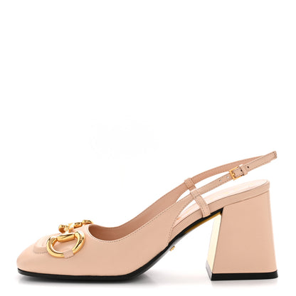 Gucci Malaga Kid Horsebit 75mm Slingback Pumps 35.5 Skin Rose 1 of 9