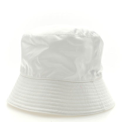 Prada Re-Nylon Metal Triangle Logo Mens Bucket Hat XL White 1 of 8