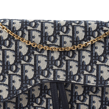 Christian Dior Oblique Saddle Chain Pouch Blue 6 of 9