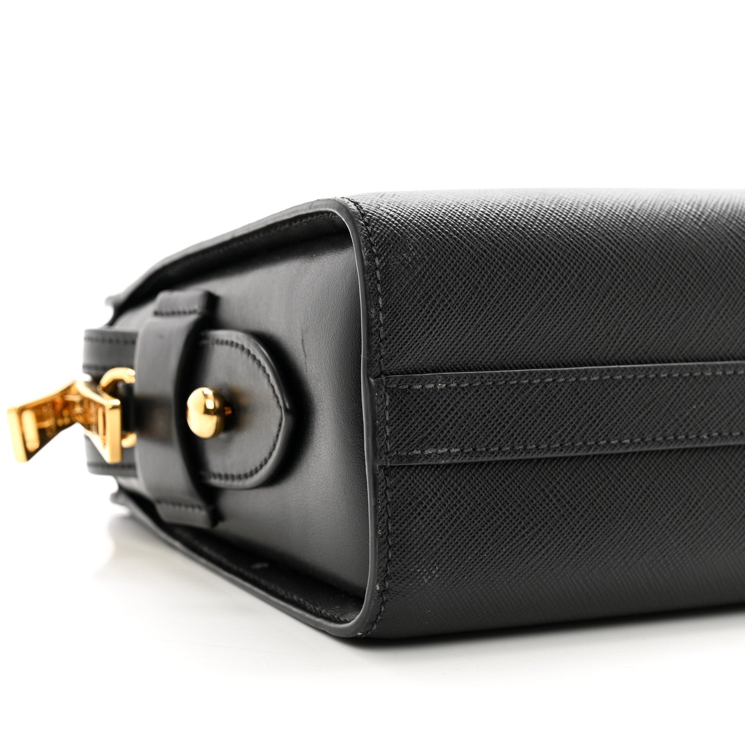 Prada Saffiano City Calfskin Esplanade Crossbody Bag Black 8 of 9
